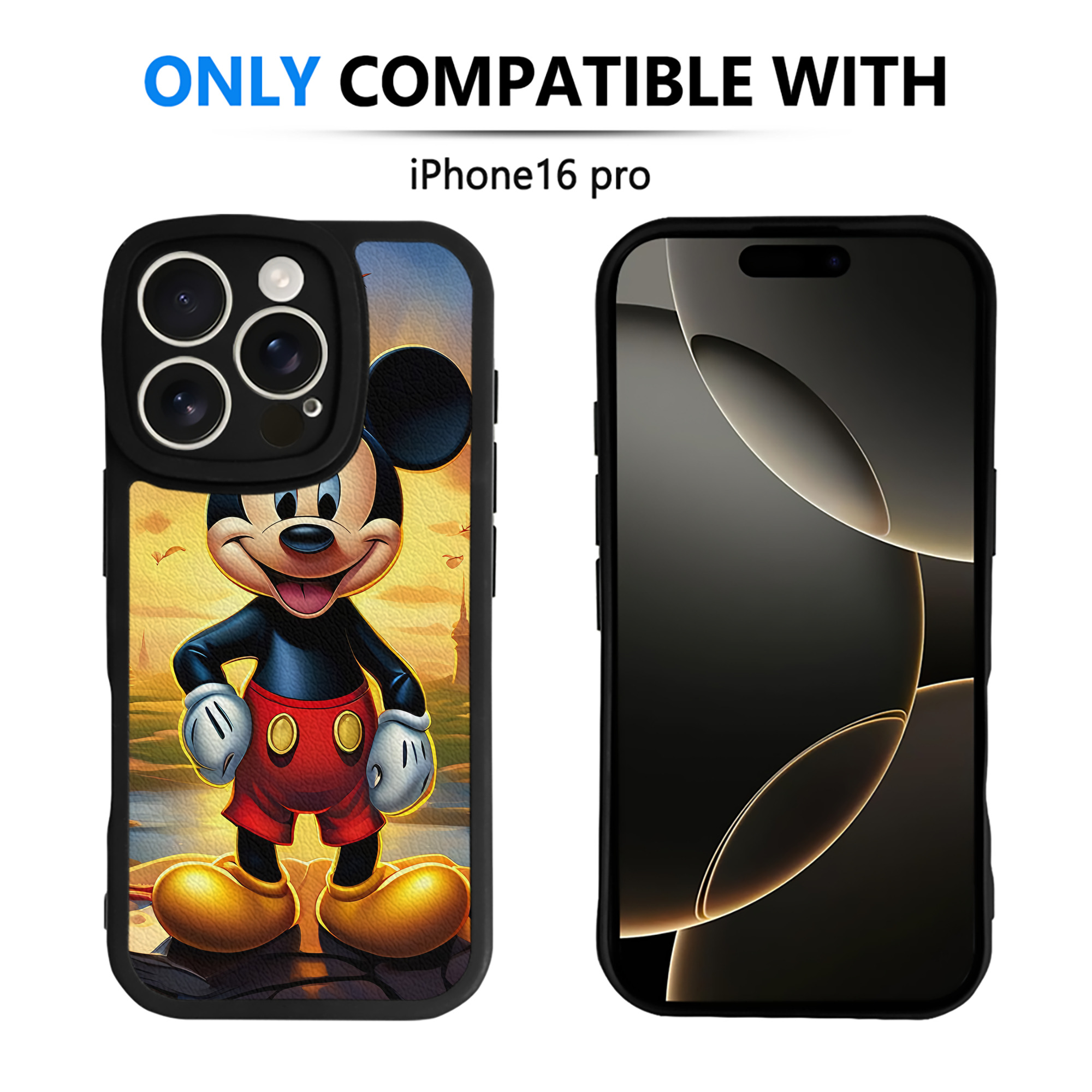 （画像用） ミッキーマウス Mickey Mouse 【iPhone 16シリーズ対応】シリコンスマホケース（レザー調） 材質：シリコン